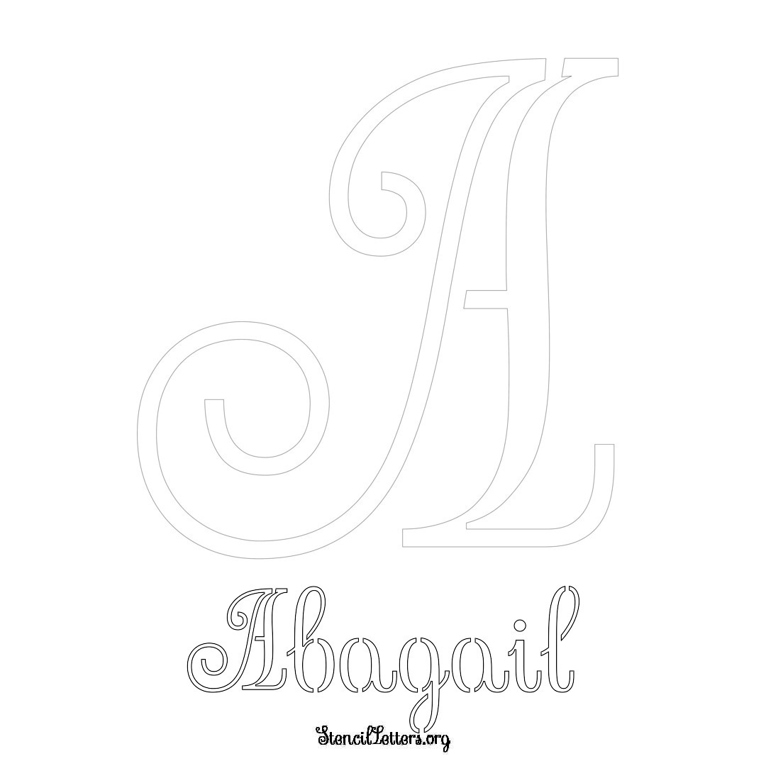 Abagail printable name initial stencil in Ornamental Cursive Lettering