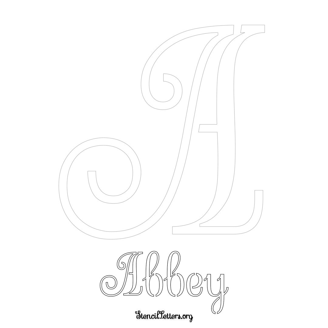 Abbey printable name initial stencil in Ornamental Cursive Lettering