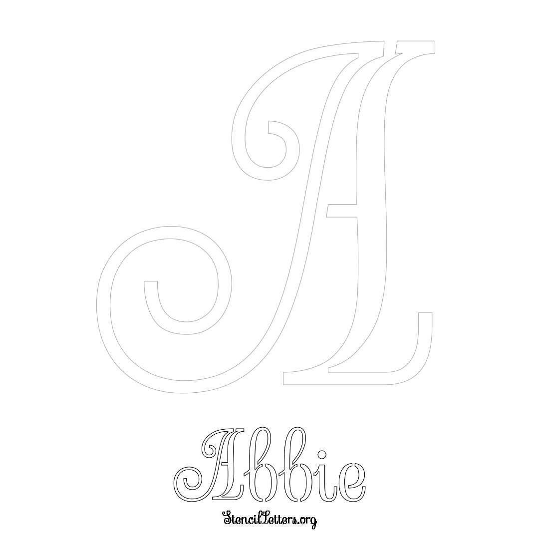 Abbie printable name initial stencil in Ornamental Cursive Lettering