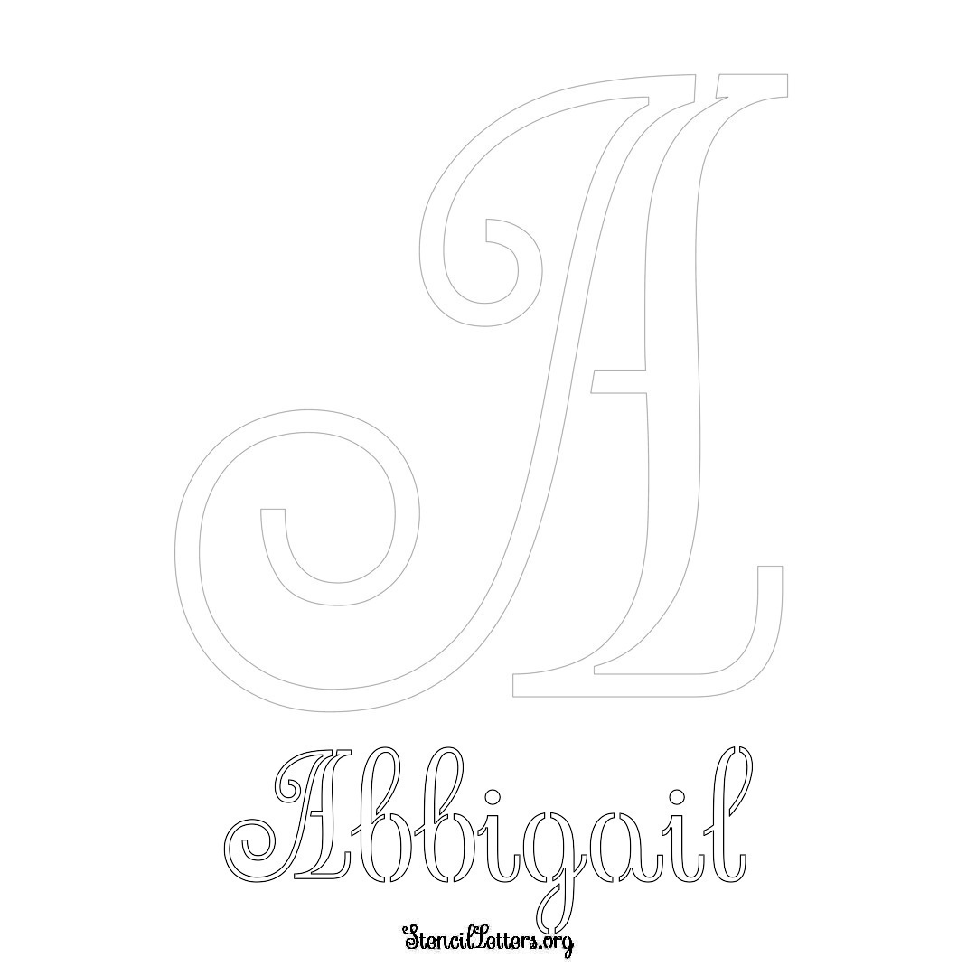 Abbigail printable name initial stencil in Ornamental Cursive Lettering
