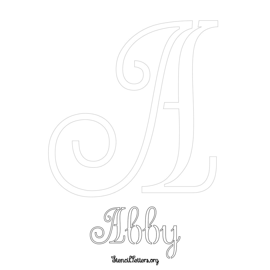 Abby printable name initial stencil in Ornamental Cursive Lettering