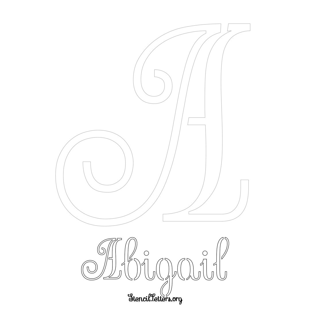 Abigail printable name initial stencil in Ornamental Cursive Lettering