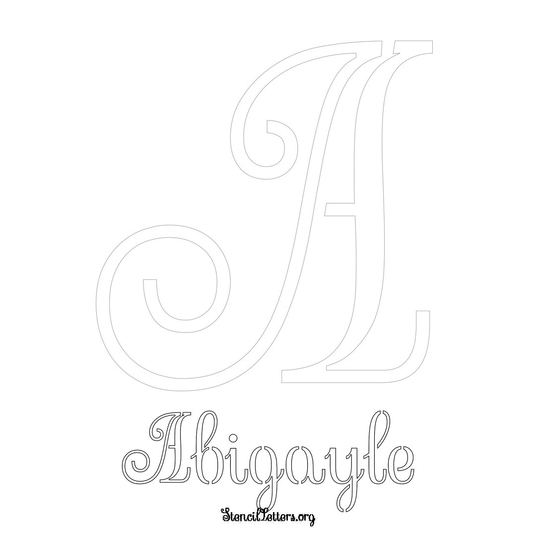 Abigayle printable name initial stencil in Ornamental Cursive Lettering