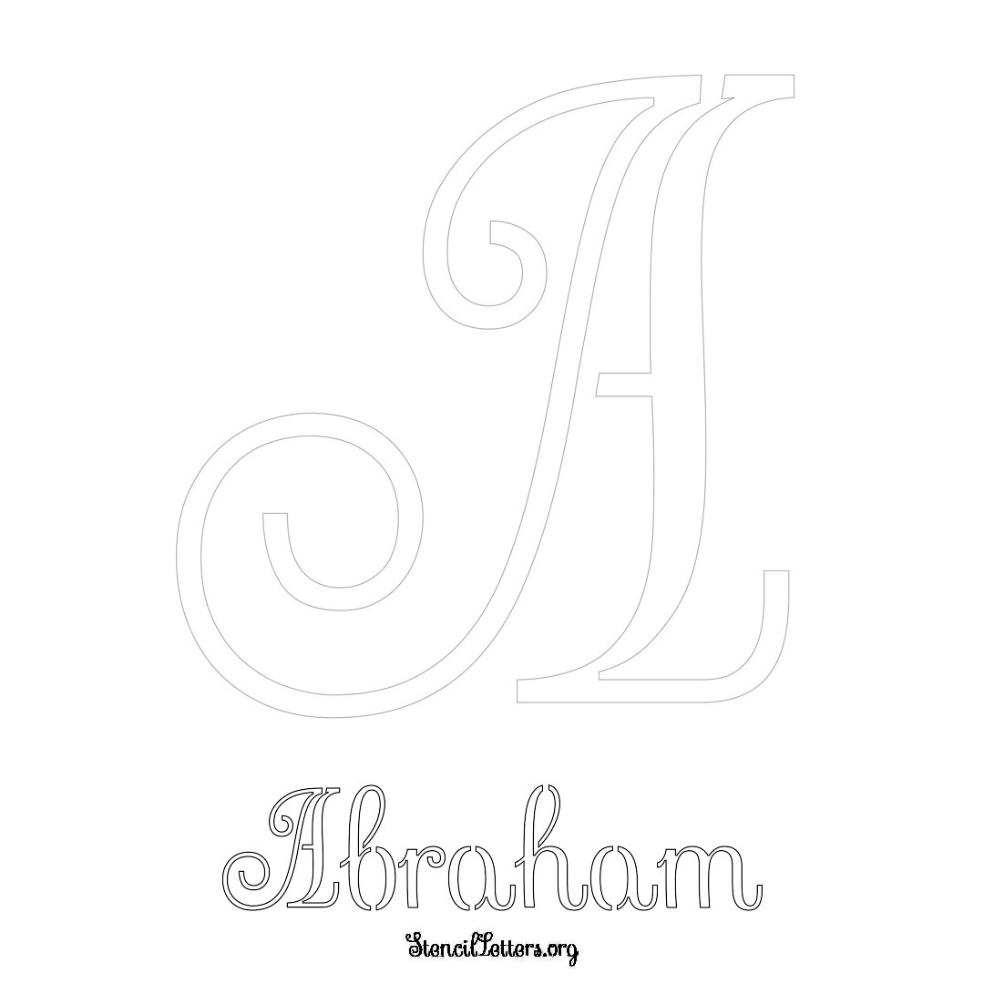 Abraham printable name initial stencil in Ornamental Cursive Lettering