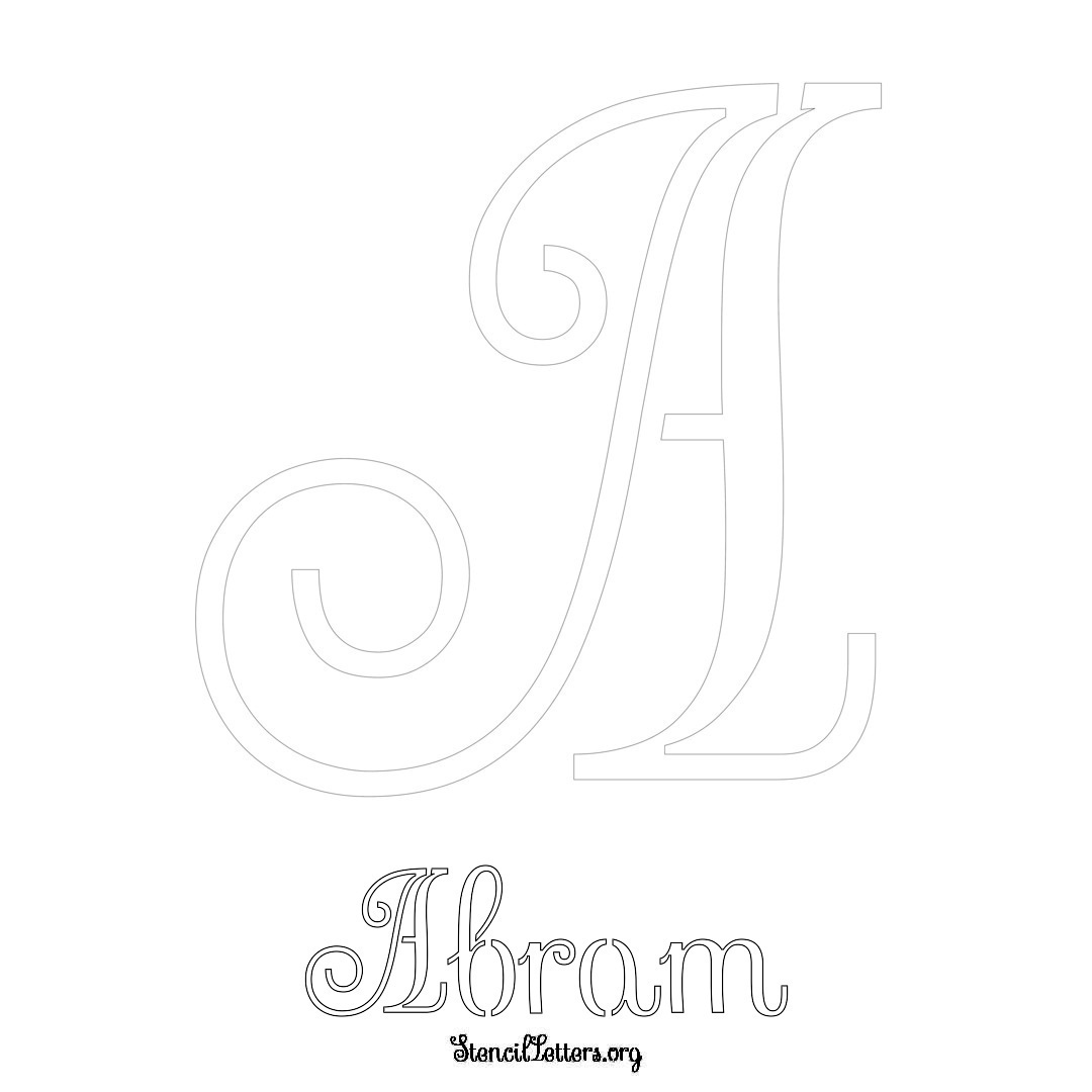 Abram printable name initial stencil in Ornamental Cursive Lettering