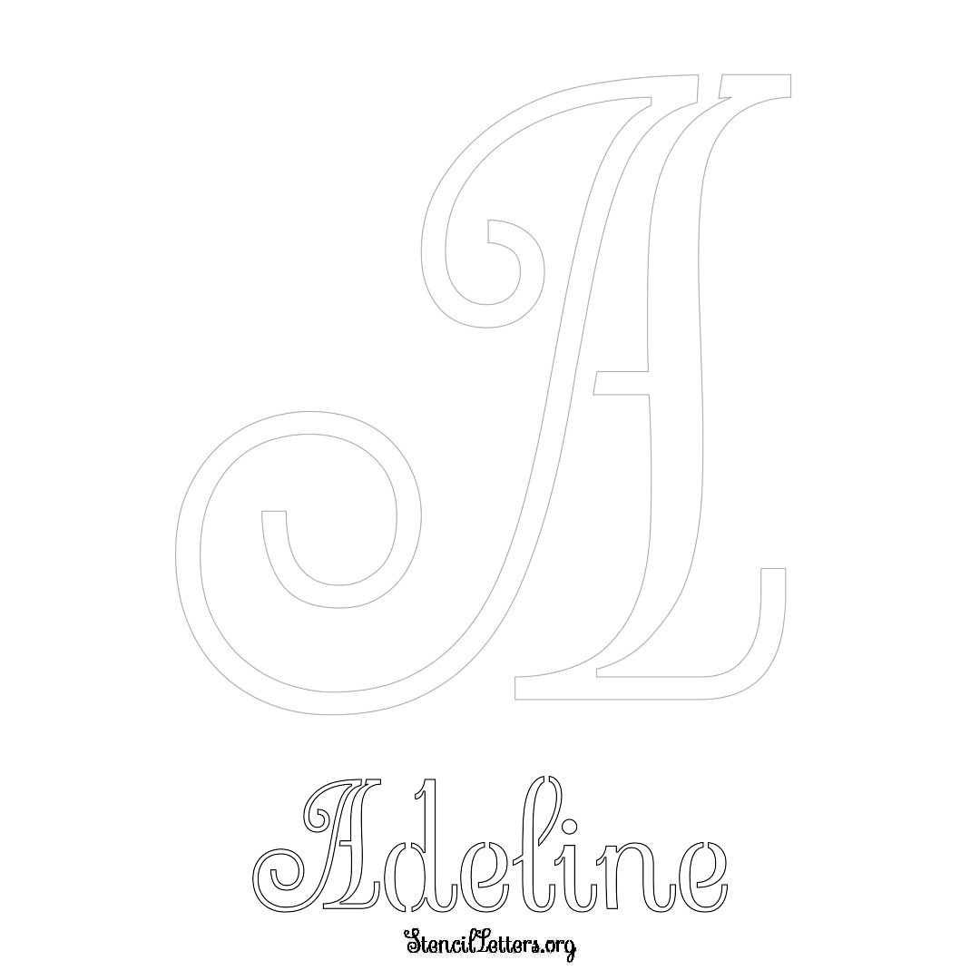 Adeline printable name initial stencil in Ornamental Cursive Lettering