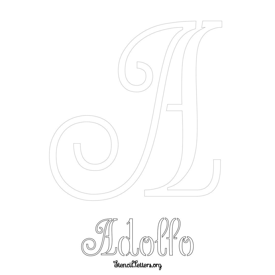Adolfo printable name initial stencil in Ornamental Cursive Lettering