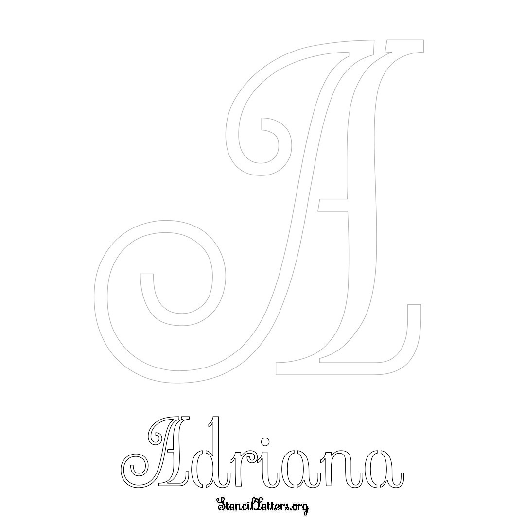 Adriana printable name initial stencil in Ornamental Cursive Lettering