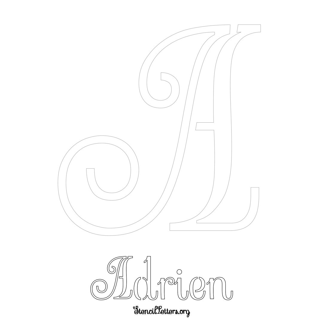 Adrien printable name initial stencil in Ornamental Cursive Lettering