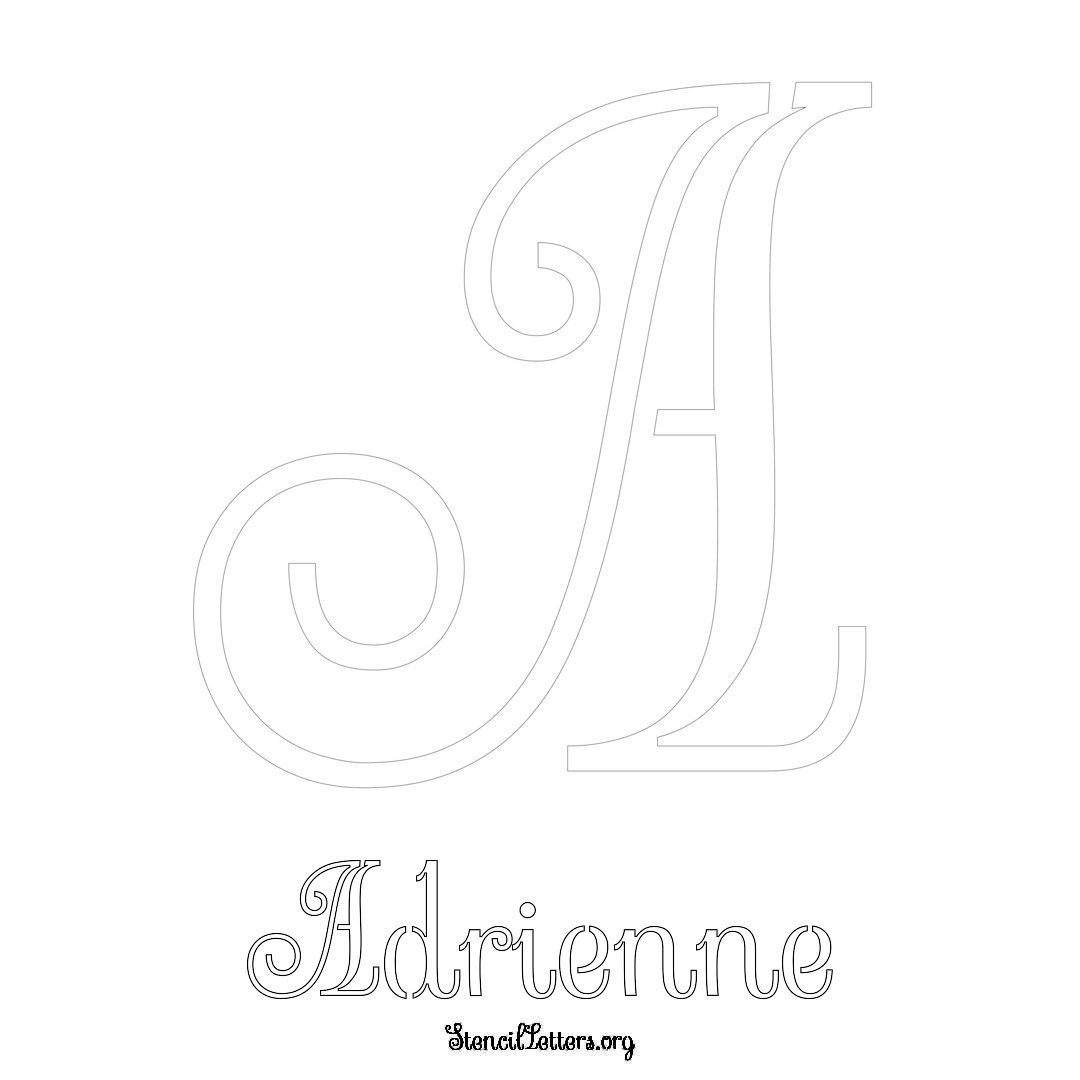 Adrienne printable name initial stencil in Ornamental Cursive Lettering