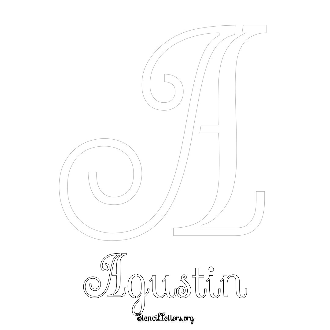 Agustin printable name initial stencil in Ornamental Cursive Lettering