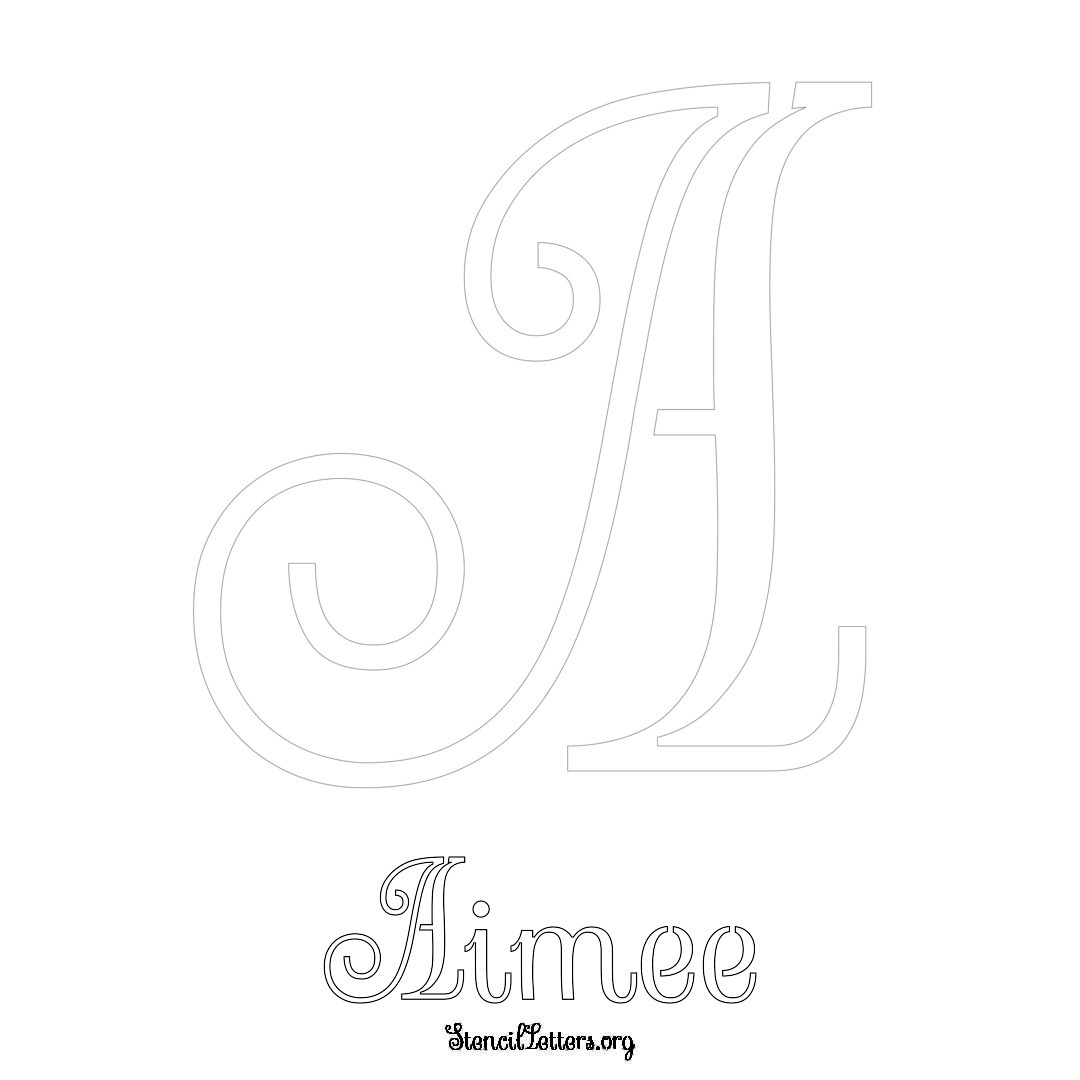 Aimee printable name initial stencil in Ornamental Cursive Lettering