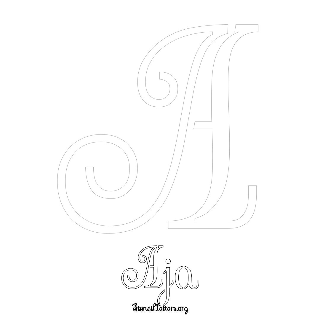 Aja printable name initial stencil in Ornamental Cursive Lettering