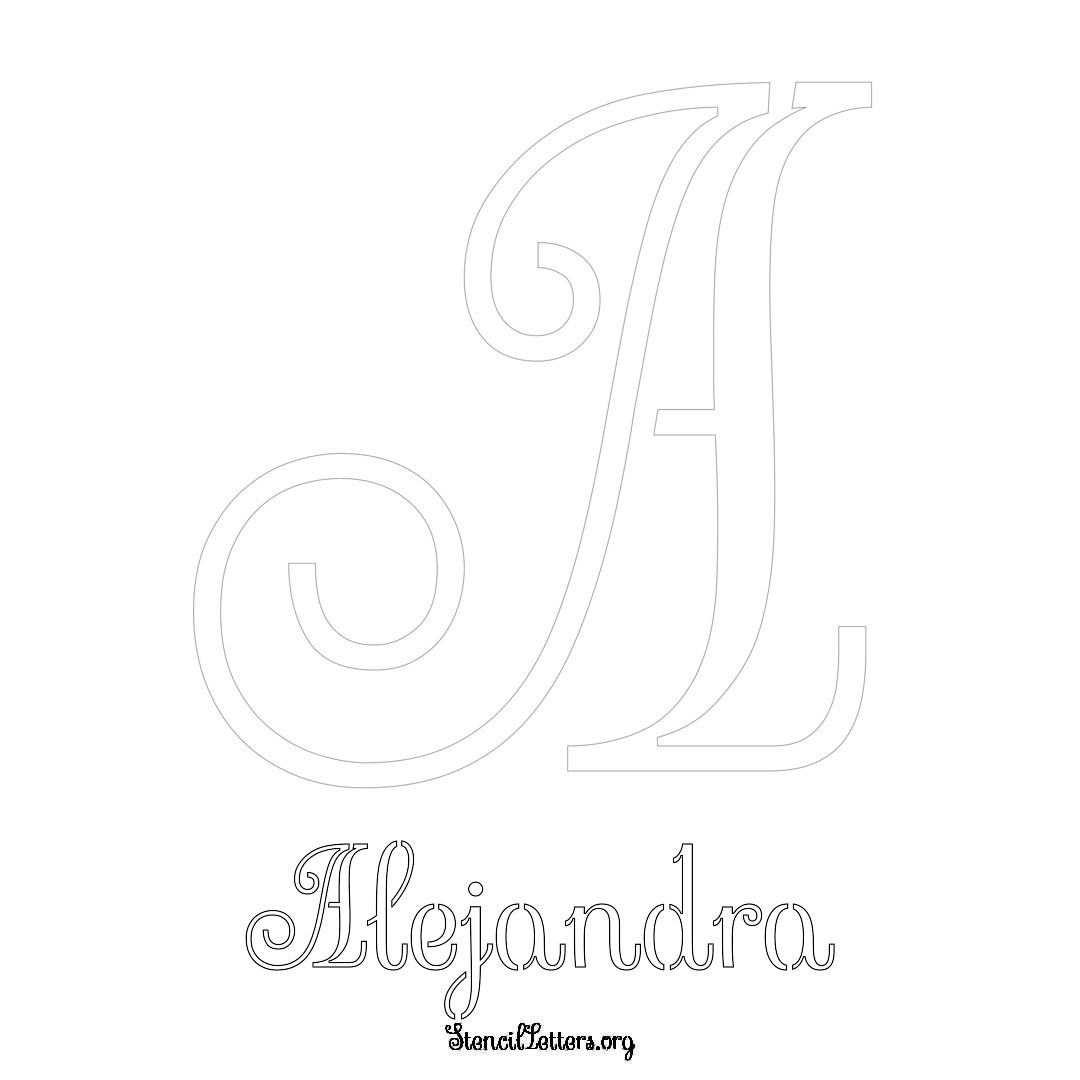 Alejandra printable name initial stencil in Ornamental Cursive Lettering
