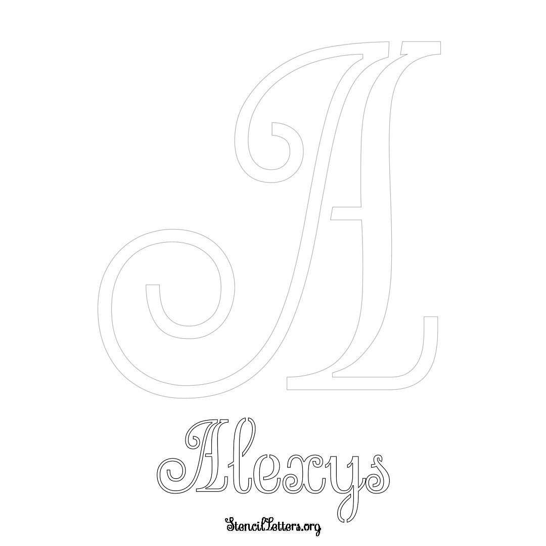 Alexys printable name initial stencil in Ornamental Cursive Lettering