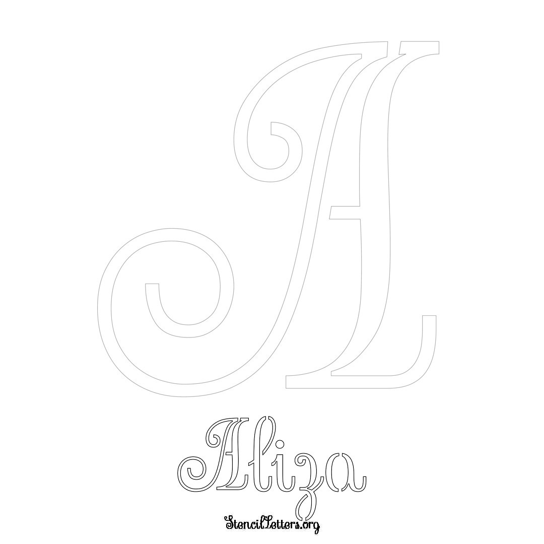Aliza printable name initial stencil in Ornamental Cursive Lettering