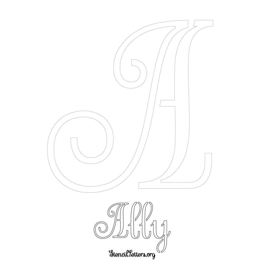 Ally printable name initial stencil in Ornamental Cursive Lettering