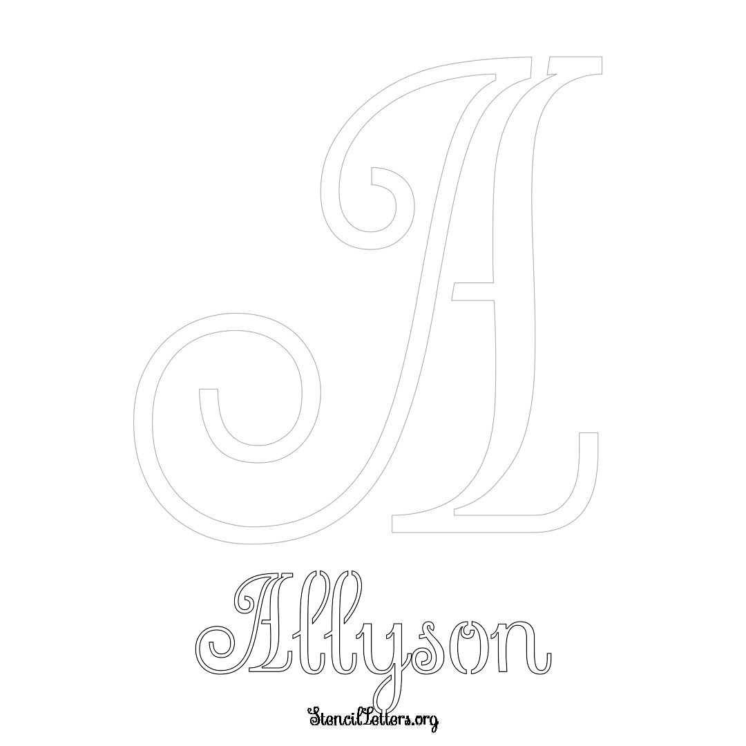 Allyson printable name initial stencil in Ornamental Cursive Lettering