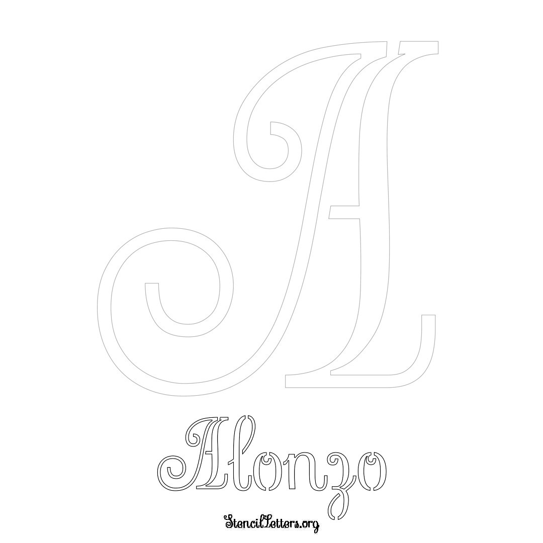 Alonzo printable name initial stencil in Ornamental Cursive Lettering