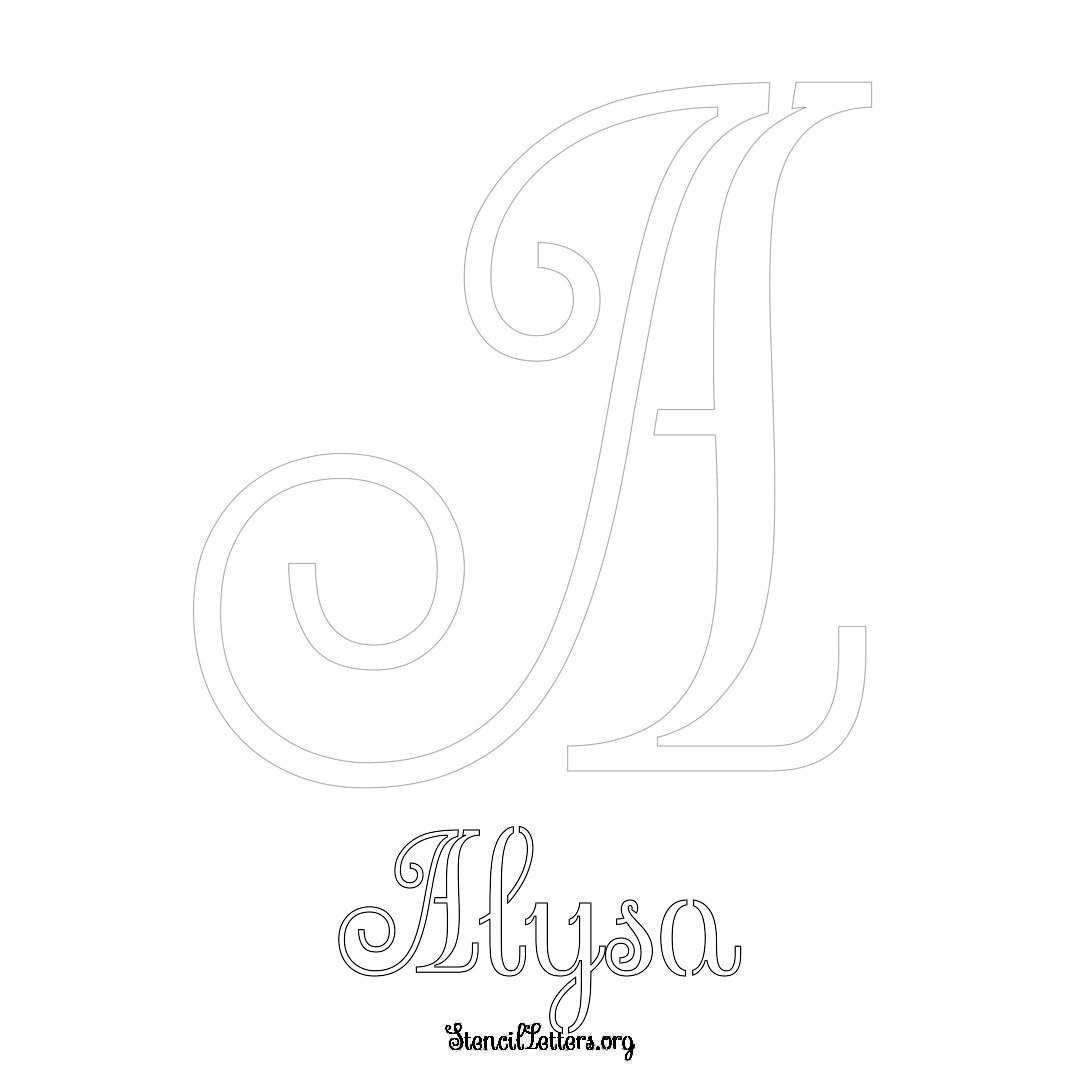 Alysa printable name initial stencil in Ornamental Cursive Lettering