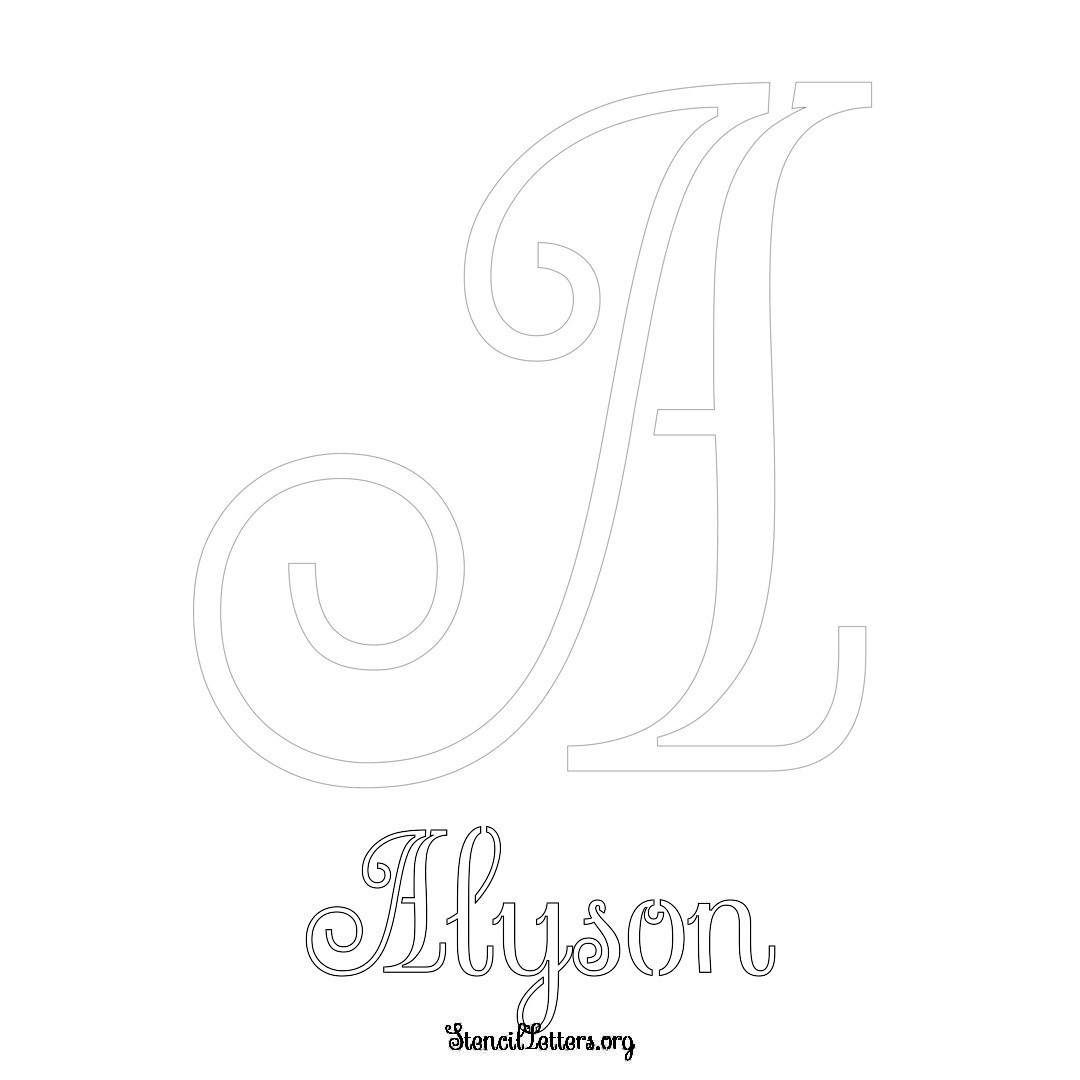 Alyson printable name initial stencil in Ornamental Cursive Lettering