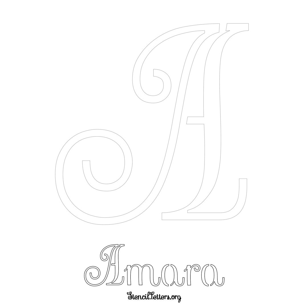 Amara printable name initial stencil in Ornamental Cursive Lettering