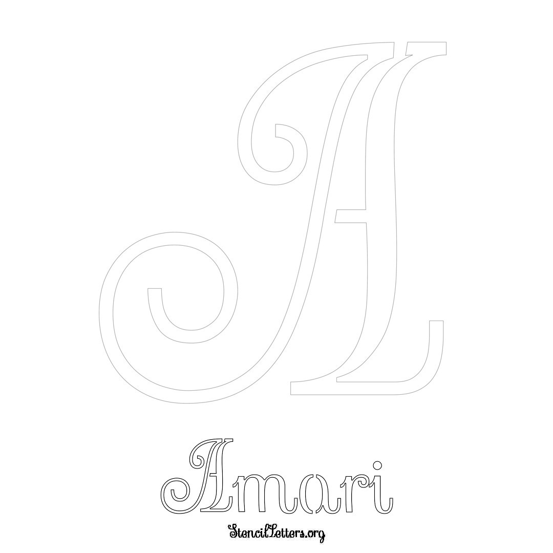 Amari printable name initial stencil in Ornamental Cursive Lettering