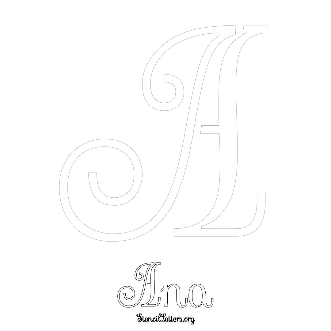 Ana printable name initial stencil in Ornamental Cursive Lettering