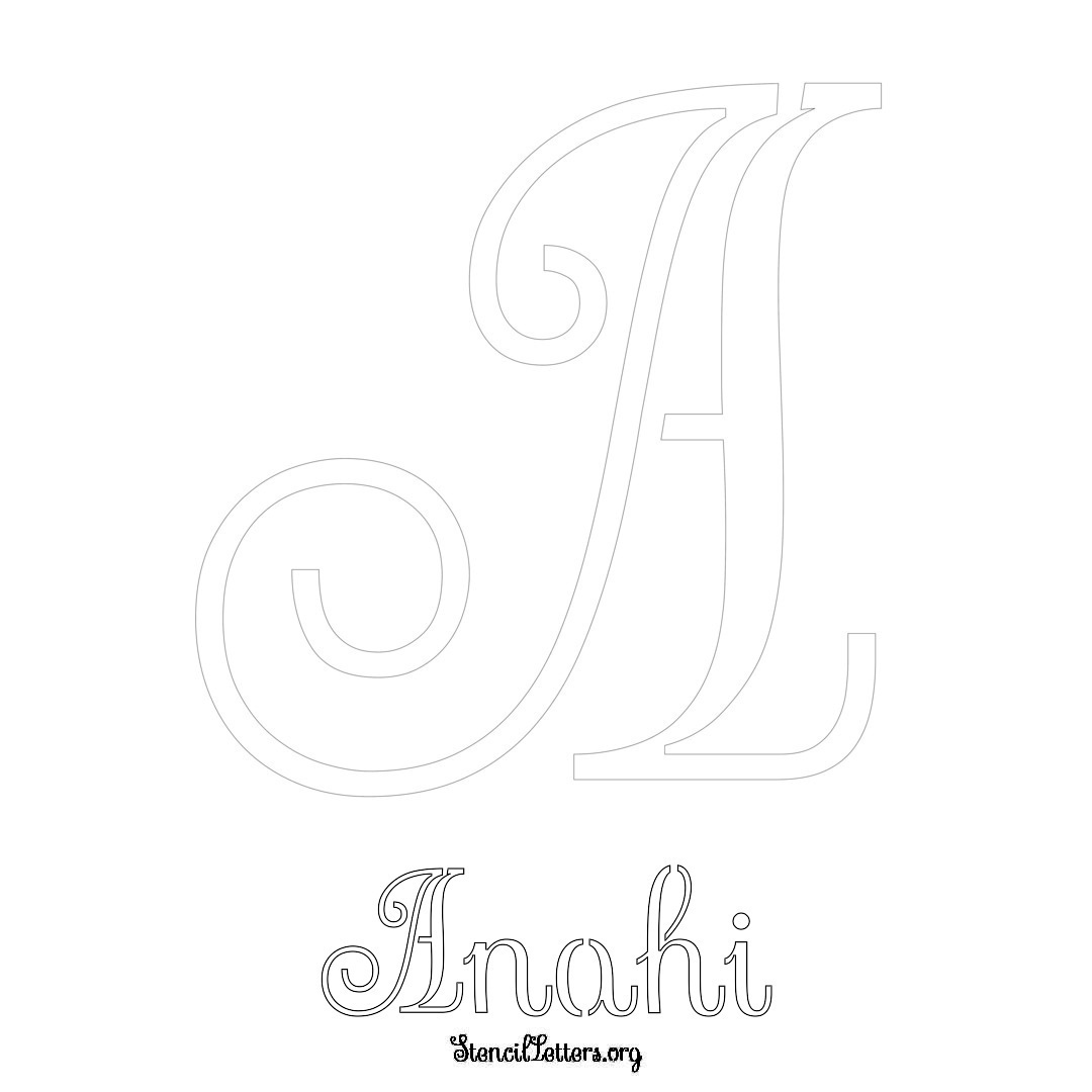 Anahi printable name initial stencil in Ornamental Cursive Lettering