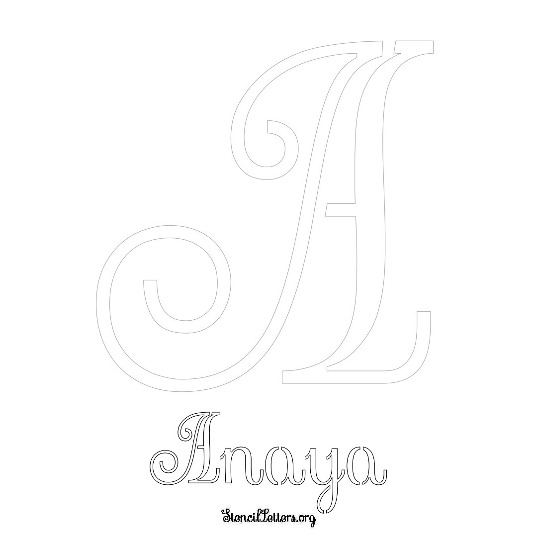 Anaya printable name initial stencil in Ornamental Cursive Lettering