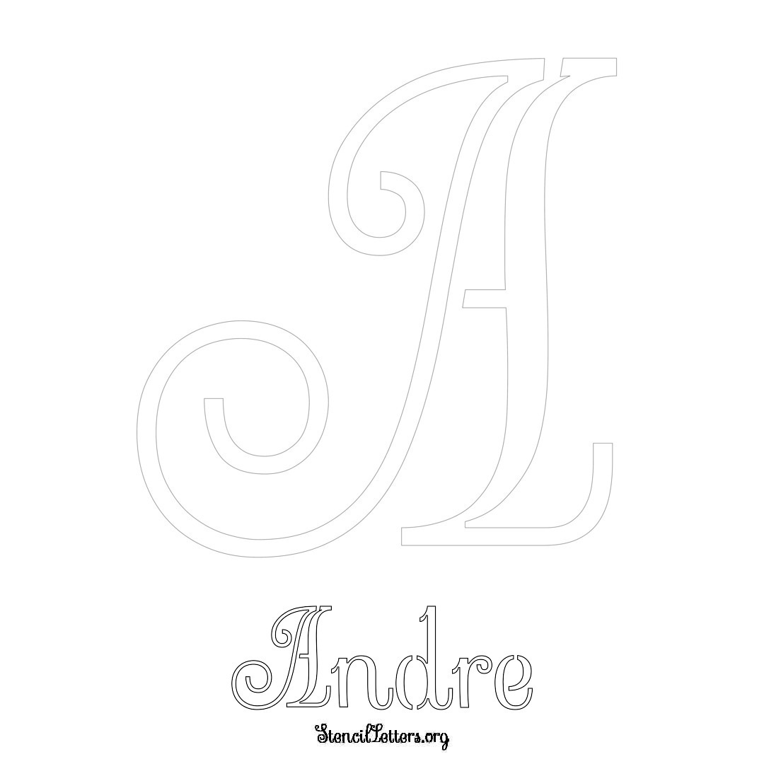 Andre printable name initial stencil in Ornamental Cursive Lettering