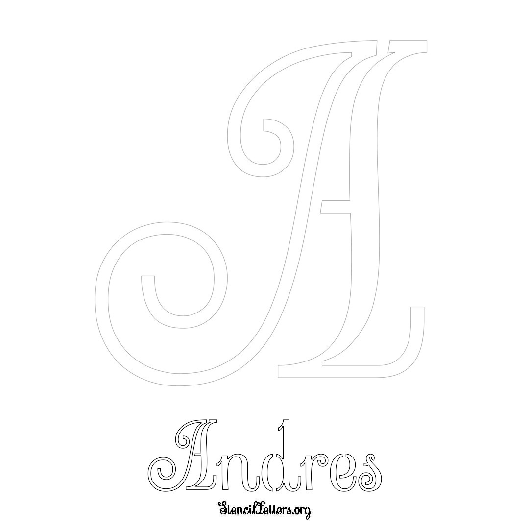 Andres printable name initial stencil in Ornamental Cursive Lettering