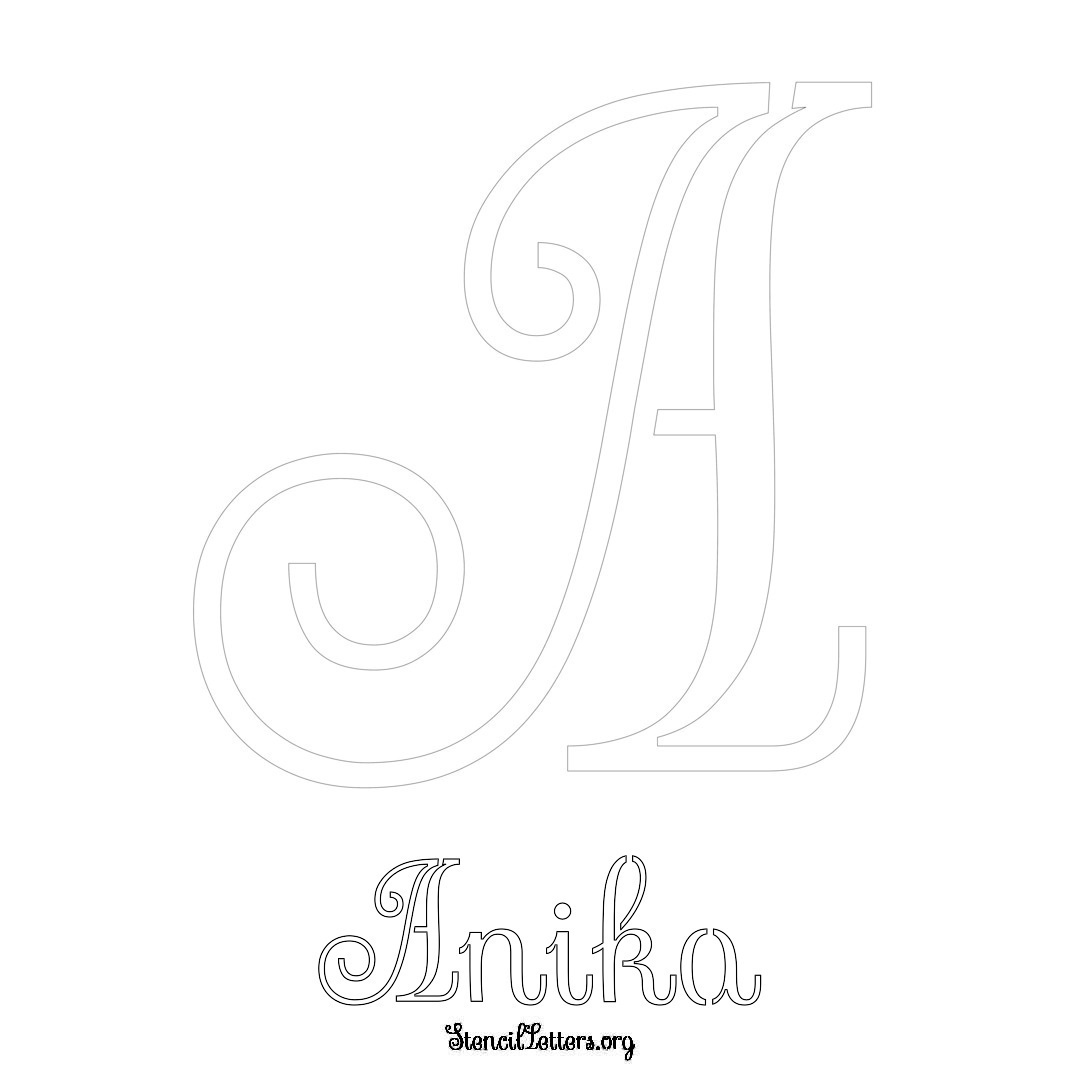 Anika printable name initial stencil in Ornamental Cursive Lettering