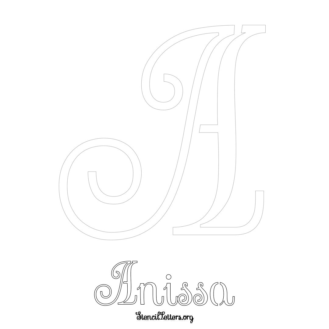 Anissa printable name initial stencil in Ornamental Cursive Lettering