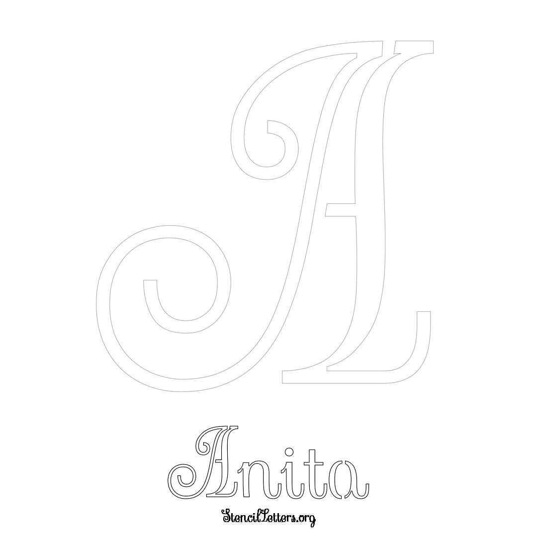 Anita printable name initial stencil in Ornamental Cursive Lettering