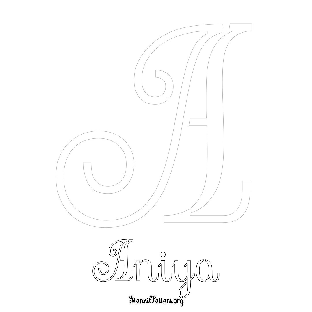 Aniya printable name initial stencil in Ornamental Cursive Lettering