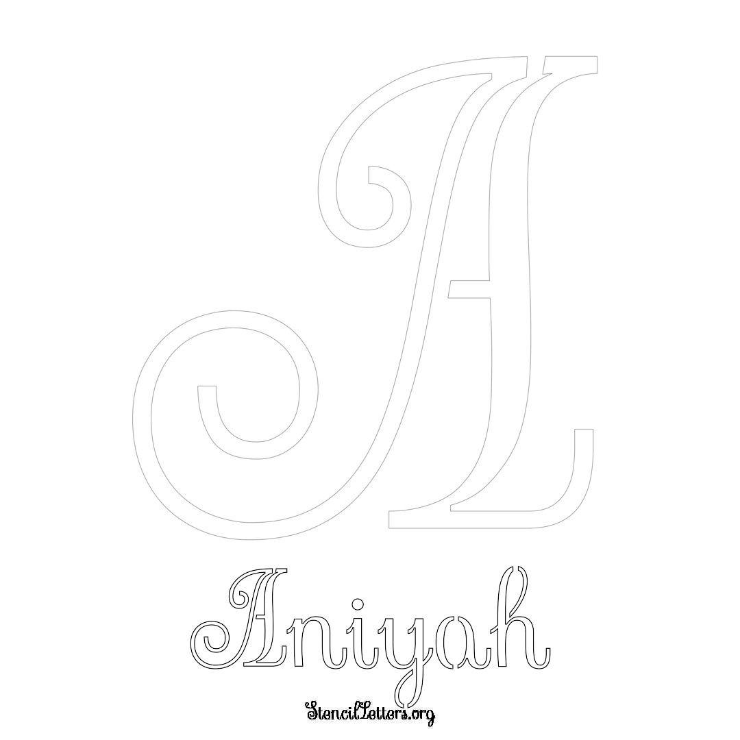 Aniyah printable name initial stencil in Ornamental Cursive Lettering