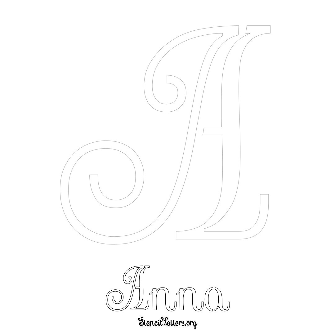 Anna printable name initial stencil in Ornamental Cursive Lettering