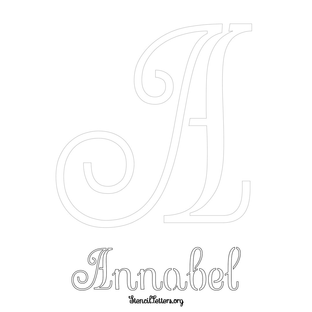 Annabel printable name initial stencil in Ornamental Cursive Lettering