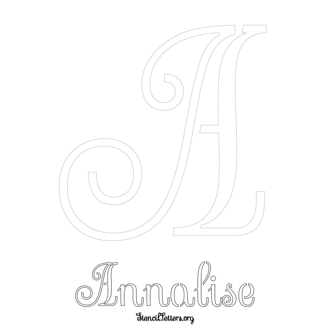 Annalise printable name initial stencil in Ornamental Cursive Lettering