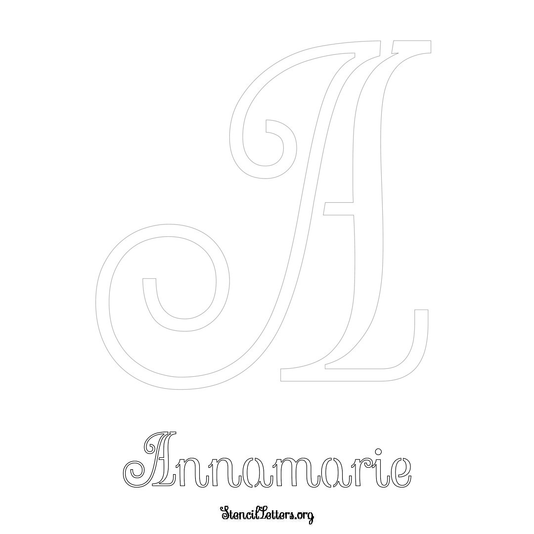 Annamarie printable name initial stencil in Ornamental Cursive Lettering