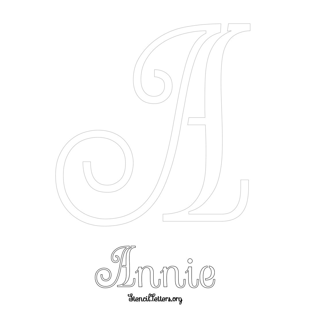 Annie printable name initial stencil in Ornamental Cursive Lettering