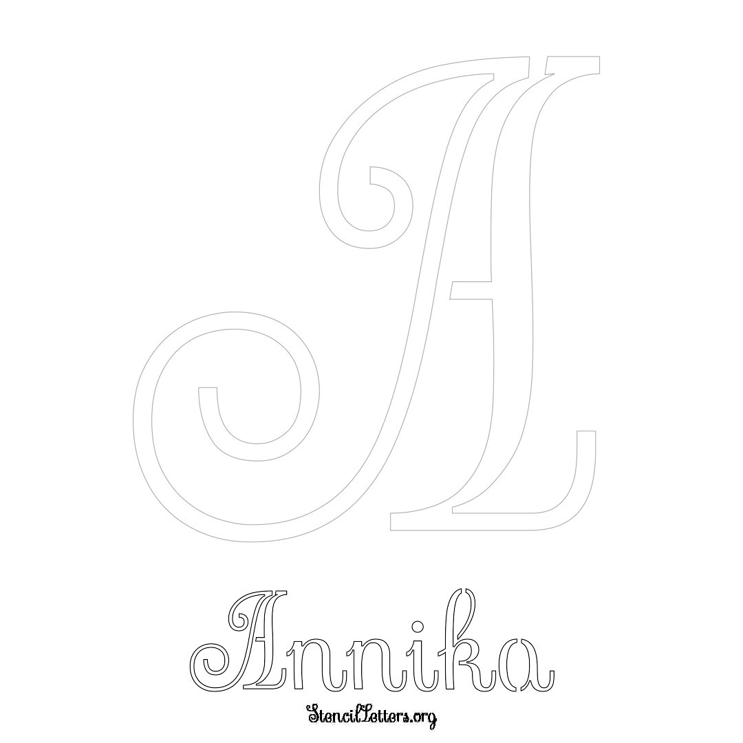 Annika printable name initial stencil in Ornamental Cursive Lettering