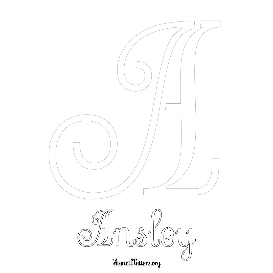 Ansley printable name initial stencil in Ornamental Cursive Lettering