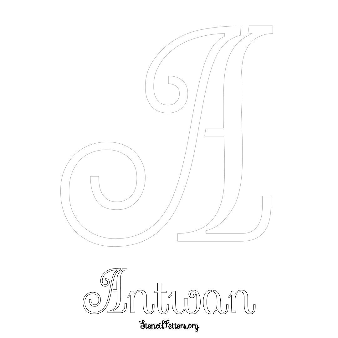 Antwan printable name initial stencil in Ornamental Cursive Lettering