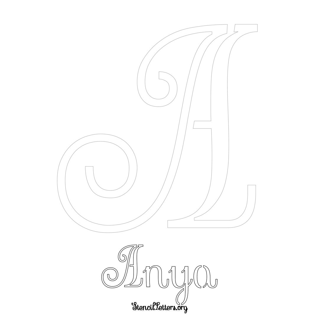 Anya printable name initial stencil in Ornamental Cursive Lettering