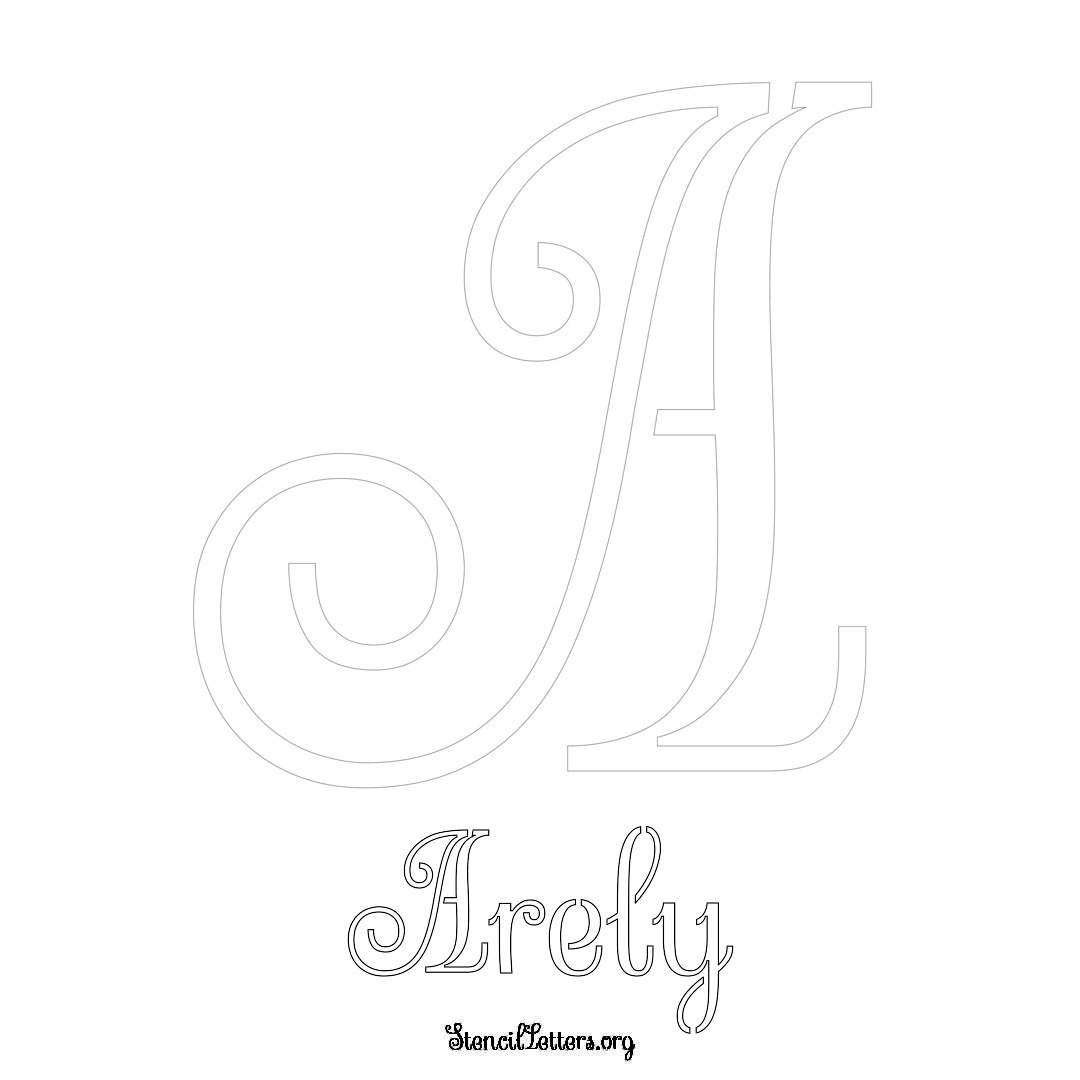 Arely printable name initial stencil in Ornamental Cursive Lettering