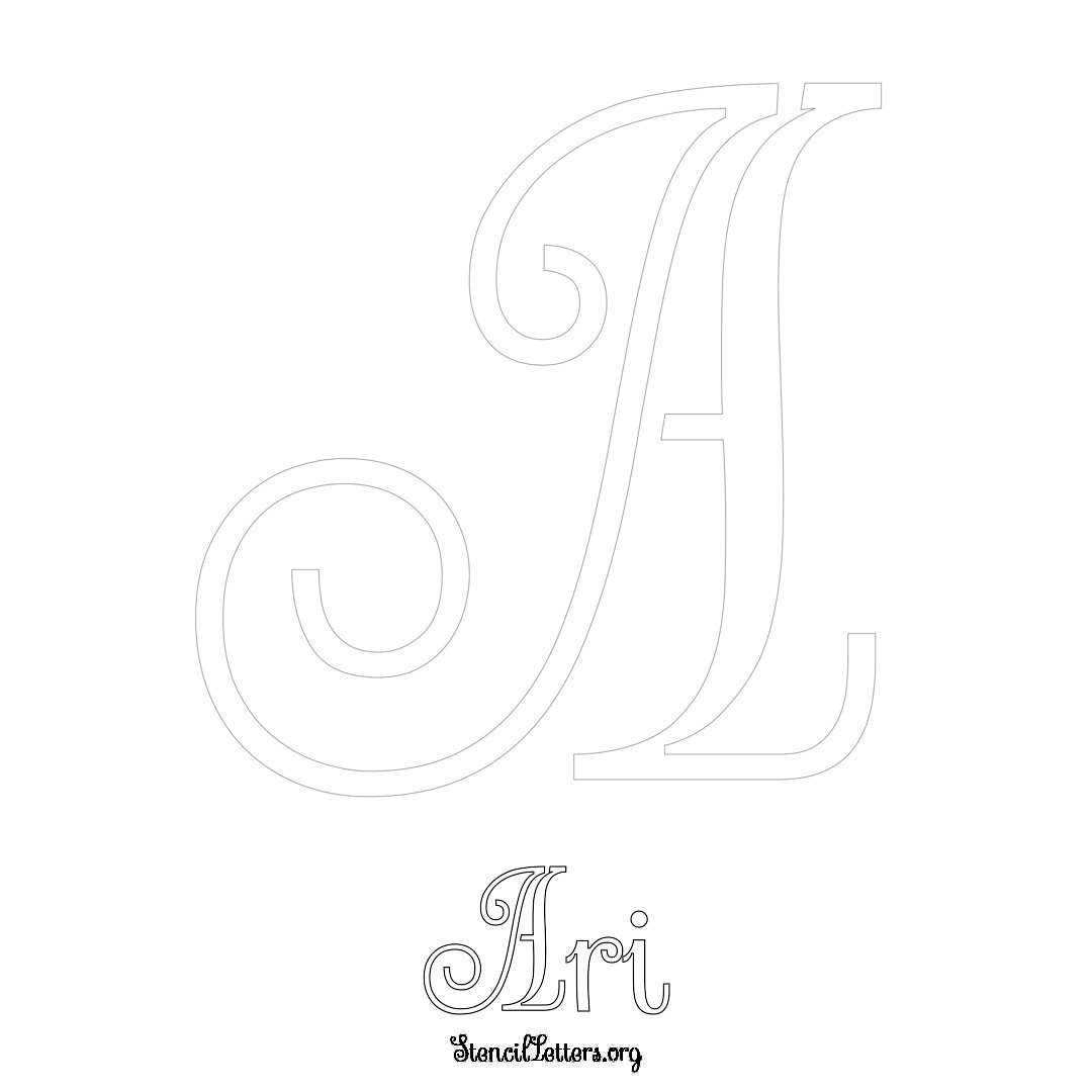 Ari printable name initial stencil in Ornamental Cursive Lettering