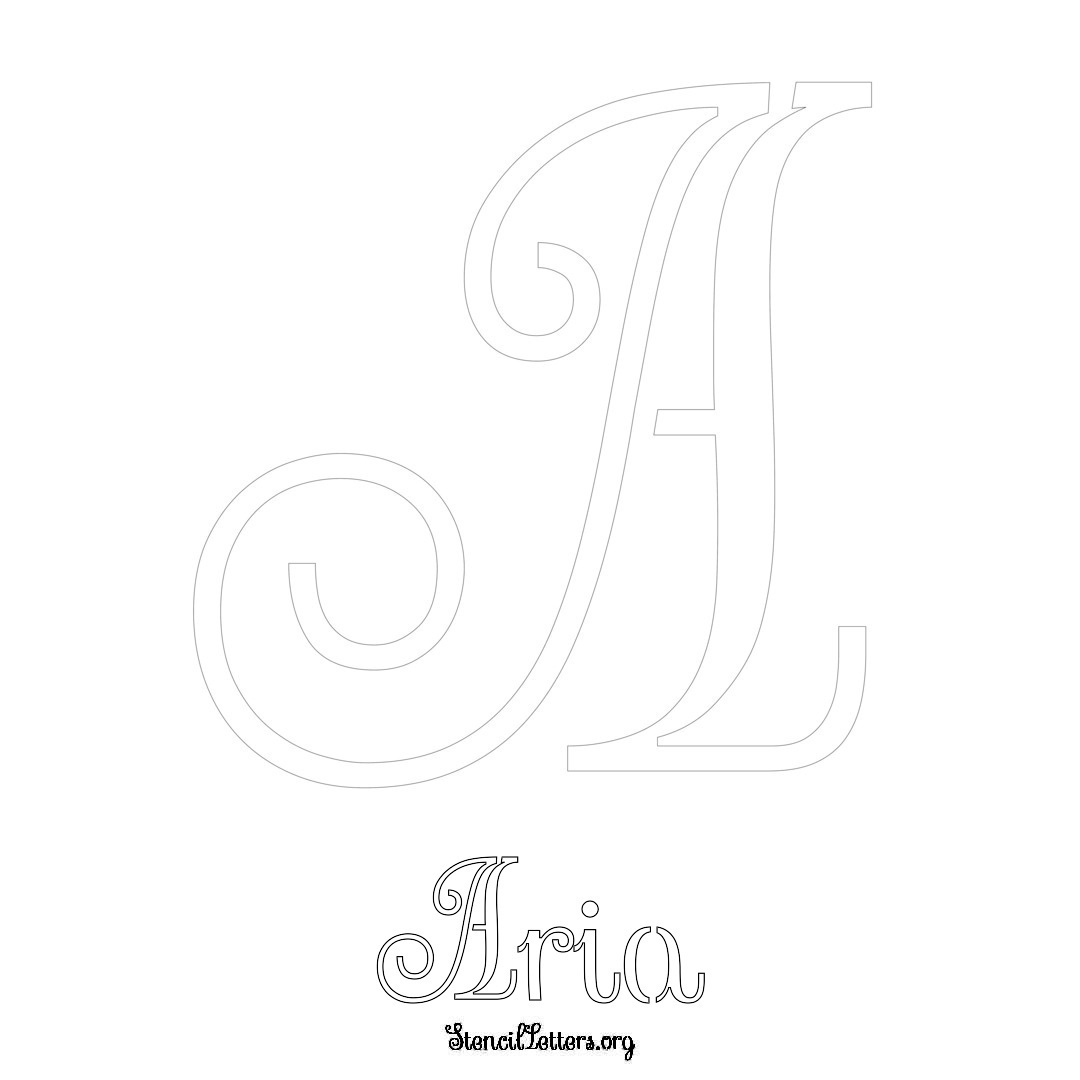 Aria printable name initial stencil in Ornamental Cursive Lettering
