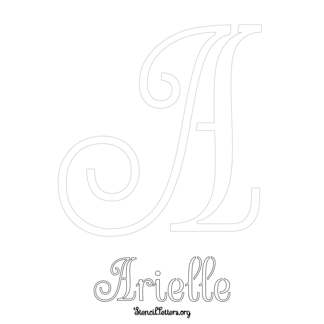 Arielle printable name initial stencil in Ornamental Cursive Lettering